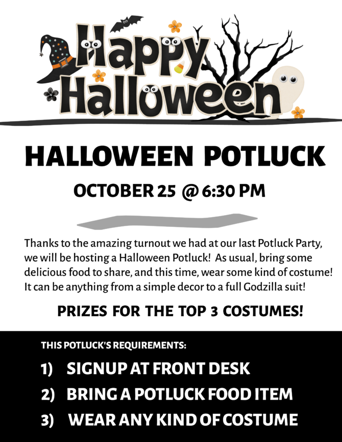 Halloween Potluck – October 25